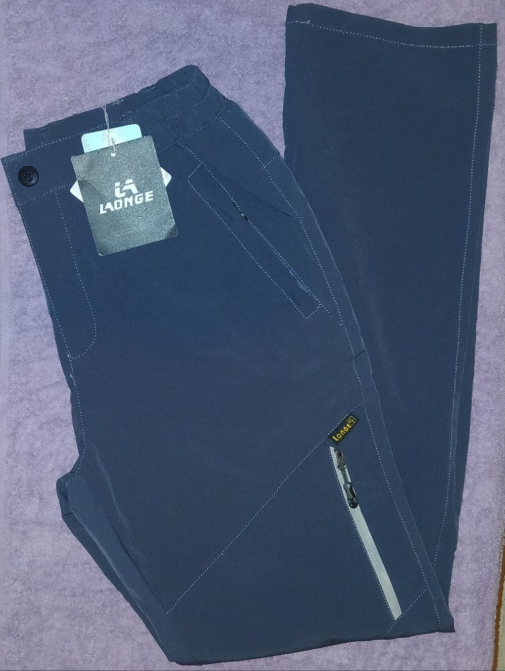 LA Laonge Smokey Blue Cargo Outdoors Pants w/ White Stitching, Size XXXL Women's